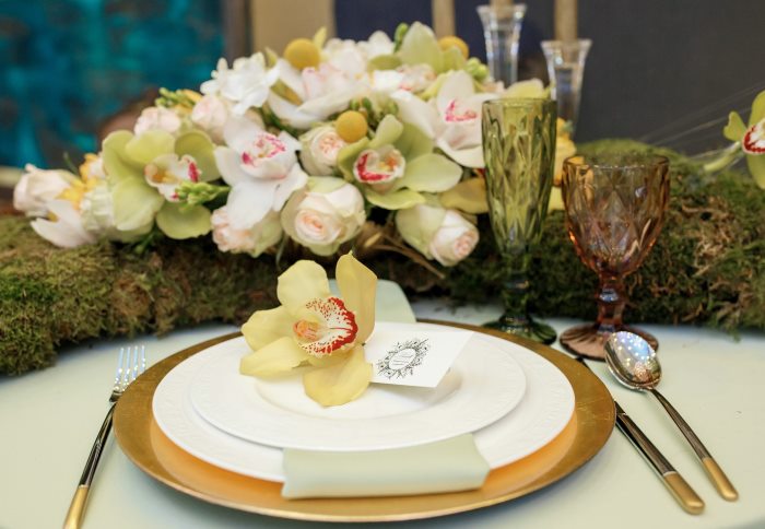 Cutlery on the wedding table in the place of the bride