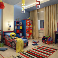 Car bed in a nursery for a boy