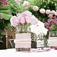 DIY flower vases for a wedding table