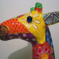 Papier mache giraffe head