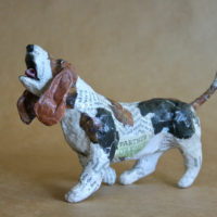 Papier-mâché dog figurine