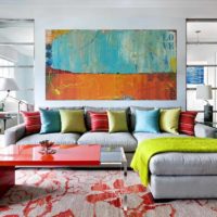 example of a beautiful apartment interior in the style of pop art picture