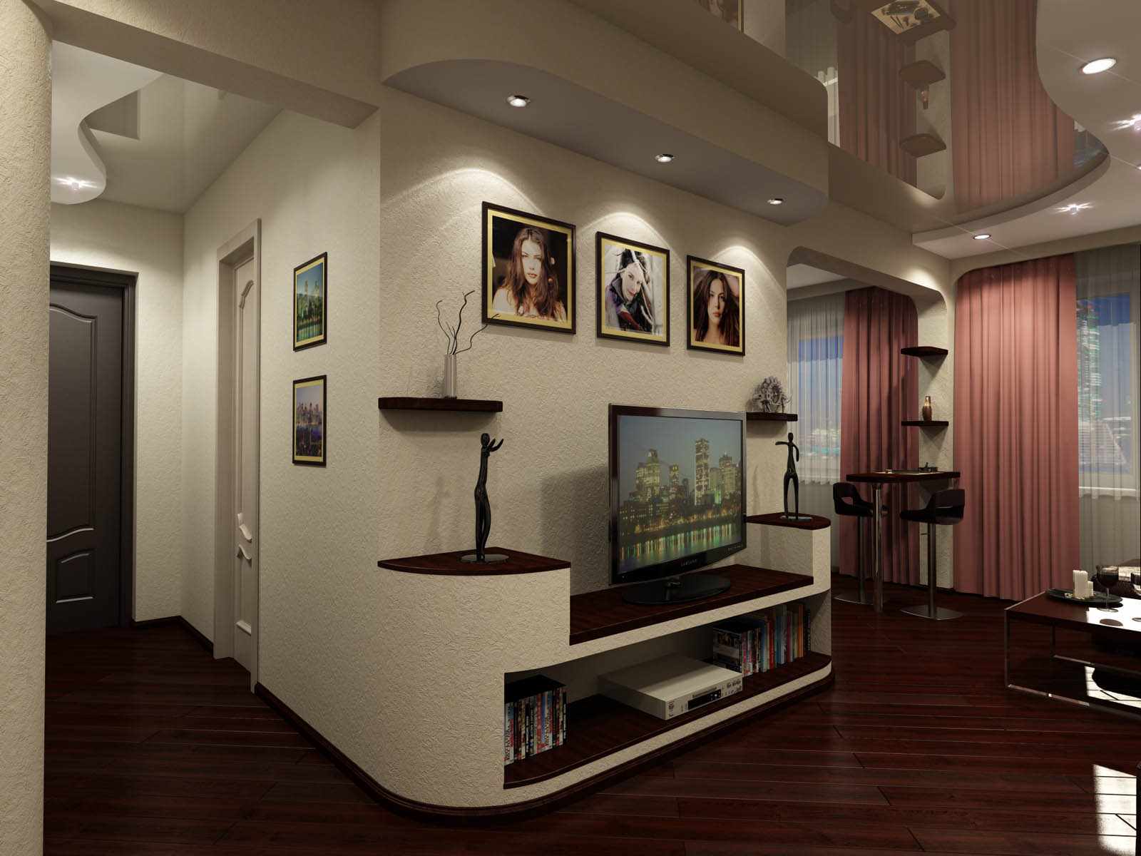 An example of the bright style of the living room