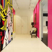 the idea of ​​a bright interior apartment in the style of pop art photo