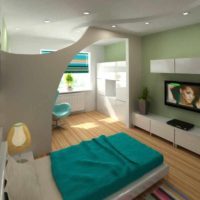 An example of a bright interior of a living room bedroom 20 meters photo