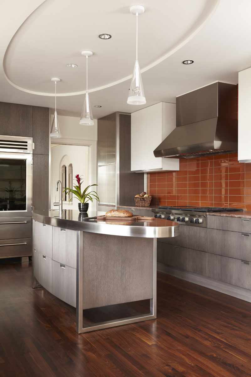 an example of an unusual interior ceiling in the kitchen