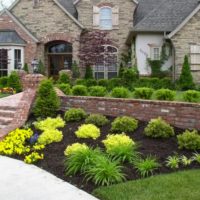 Brick retaining wall in the garden