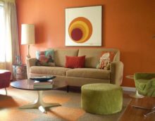 a combination of beautiful peach color in the interior of the apartment