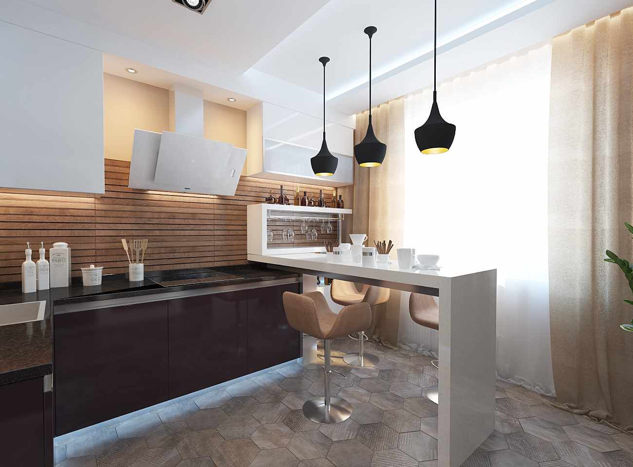 An example of a bright kitchen interior design