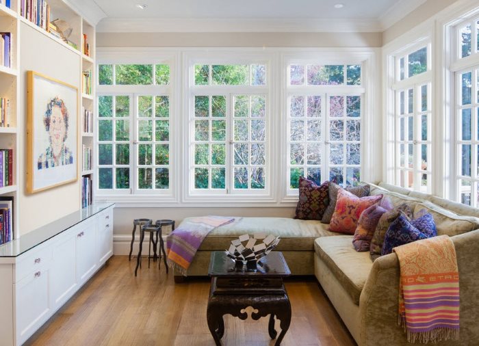 Upholstered furniture in a covered porch in the country