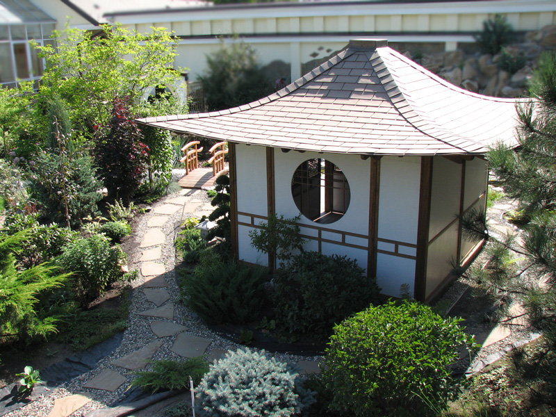 Photo of a closed oriental style gazebo