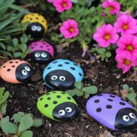 Decorating the site with painted stones