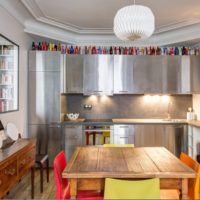 Garland of bottles under the kitchen ceiling