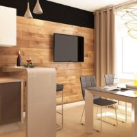 Wood in the interior of a modern kitchen