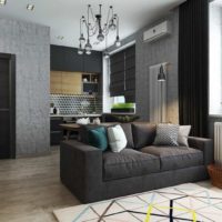 Apartmen studio 40 meter persegi dengan warna gelap