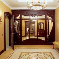 Chandelier in the spacious entrance hall of a city apartment