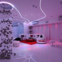 LED lighting in the interior of the living room