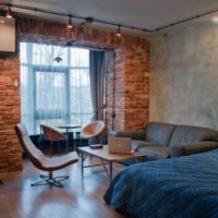 Spotlights in the industrial style living room