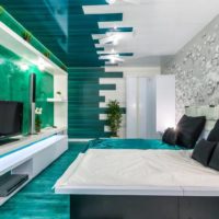 Emerald color in the design of the kitchen