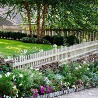 Low white wooden fence