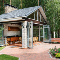 Brick gazebo with sliding glass portals