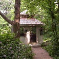 An octagonal gazebo deep in the old garden