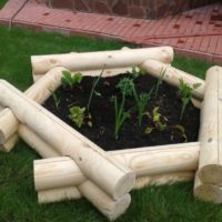 Hexagonal log bed for garden decoration