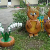 Car tire garden sculptures