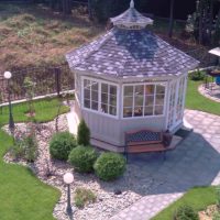 Octagonal arbor with soft tiles