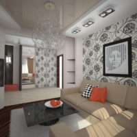 Black and beige colors in the design of the living room