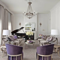 Piano in the interior of the living room of a country house