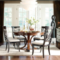 Dining table and soft chairs in the eating area