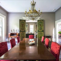 A long table made of solid wood in a country house