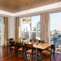 French windows in the interior of a city apartment