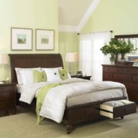 Light olive shades in bedroom design