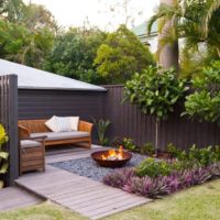 Decoration corner for relaxation in the back of the garden