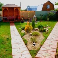 Concrete walkways to garden buildings