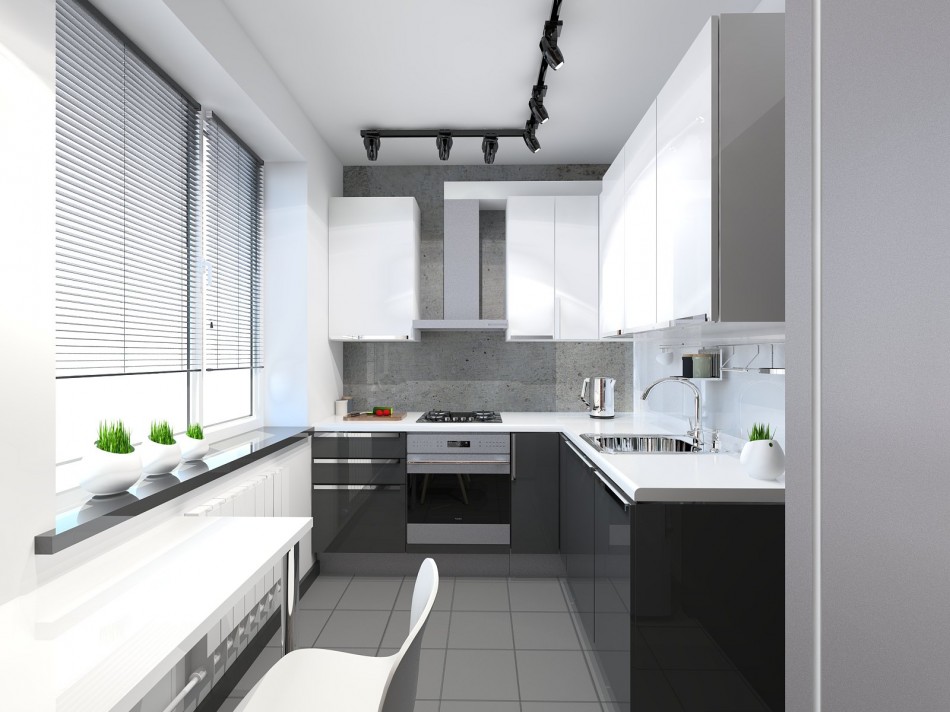 Dapur dapur dalaman di apartmen studio