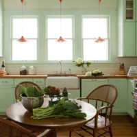 Modern kitchen with a mint set