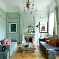 Mint color in the classic style of the living room