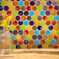 Bright round glass mosaic details