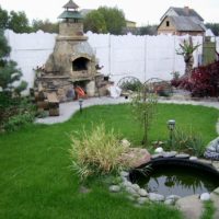 Stone BBQ oven in the courtyard