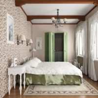 Wooden beams on the bedroom ceiling