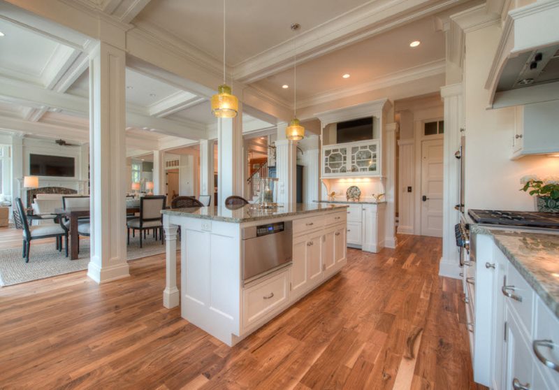 kitchen island in the design of a non-classical kitchen of a residential building