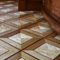 Laminate with imitation parquet made of precious wood