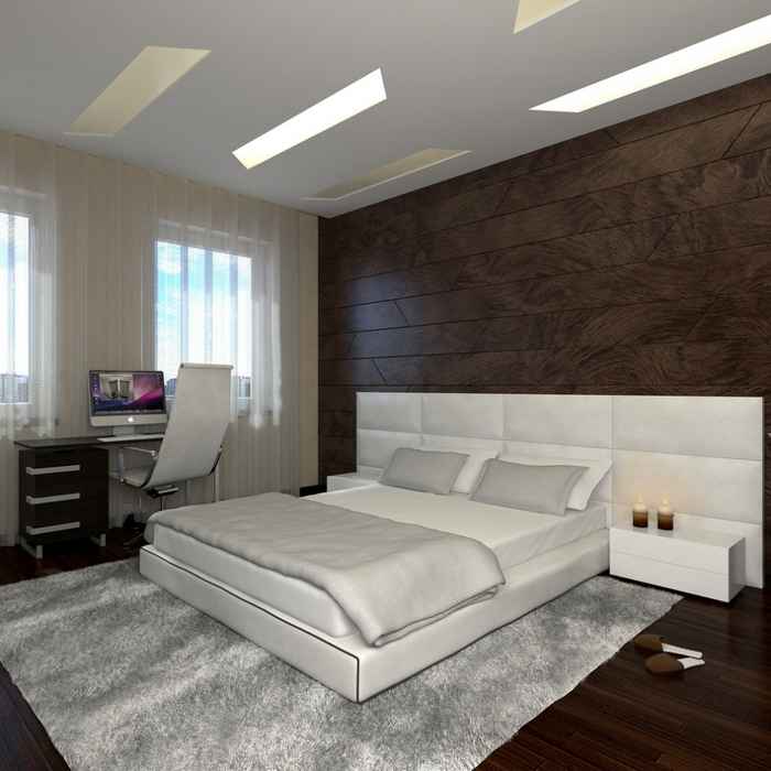 Dark brown laminate in the bedroom