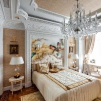 Stucco on the ceiling and walls of the bedroom