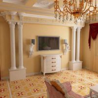 Design of living room with elements of stucco moldings