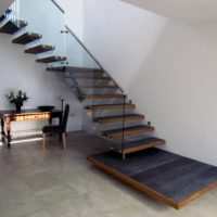 A small table under the stairs in a private house