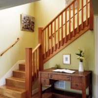 Wooden staircase with an intermediate platform